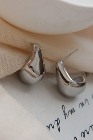 Minimalist Geometric Gold-Plated Silver Water Drop Earrings - Korean French Style, Hypoallergenic Design for Everyday Wear