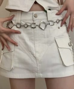 Minimalist Geometric Waist Chain for Women - Versatile Belt Accessory for JK Skirts, Shirt Dresses, and Low-Waist Pants