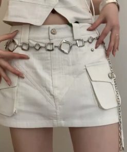 Minimalist Geometric Waist Chain for Women - Versatile Belt Accessory for JK Skirts, Shirt Dresses, and Low-Waist Pants