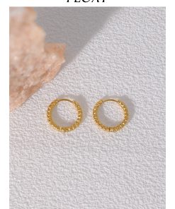 Minimalist Gold Hoop Earrings for Women - Floating Metal Texture Circle Design in Titanium Steel - French Ins Style