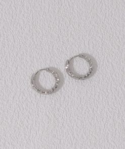 Minimalist Gold Hoop Earrings for Women - Floating Metal Texture Circle Design in Titanium Steel - French Ins Style