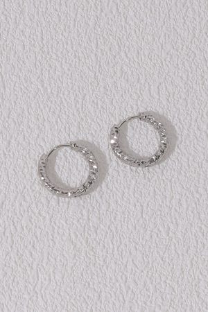 Minimalist Gold Hoop Earrings for Women - Floating Metal Texture Circle Design in Titanium Steel - French Ins Style