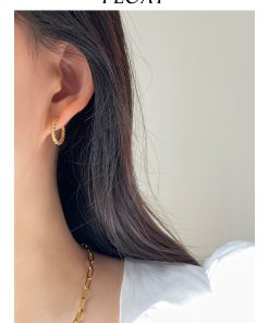 Minimalist Gold Hoop Earrings for Women - Floating Metal Texture Circle Design in Titanium Steel - French Ins Style