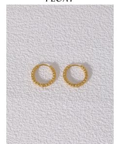 Minimalist Gold Hoop Earrings for Women - Floating Metal Texture Circle Design in Titanium Steel - French Ins Style