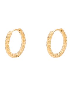 Minimalist Gold Hoop Earrings for Women - Floating Metal Texture Circle Design in Titanium Steel - French Ins Style