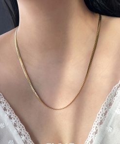 Minimalist Gold Long Necklace for Women - Versatile Snake Bone Flat Chain, Floating Design, Chic Everyday Accessory