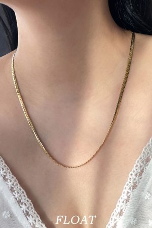 Minimalist Gold Long Necklace for Women - Versatile Snake Bone Flat Chain, Floating Design, Chic Everyday Accessory