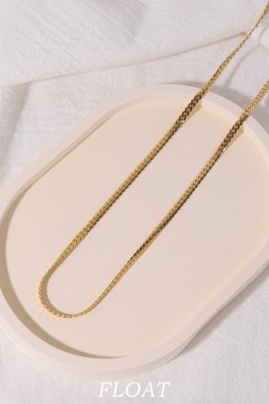 Minimalist Gold Long Necklace for Women - Versatile Snake Bone Flat Chain, Floating Design, Chic Everyday Accessory