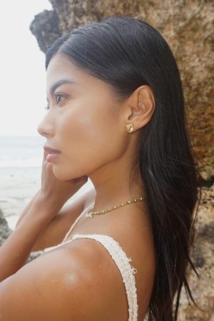 Minimalist Green Snake Meteorite Earrings - 2025 Vacation Style Irregular Texture Jewelry for Unique, Niche Fashion Lovers
