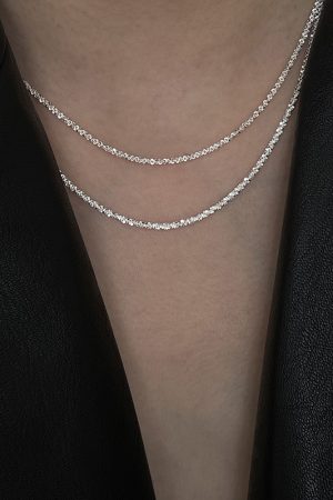 Minimalist High-End Shimmering S925 Silver Choker Necklace for Women - Versatile Simple Chain Design