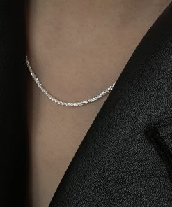 Minimalist High-End Shimmering S925 Silver Choker Necklace for Women - Versatile Simple Chain Design
