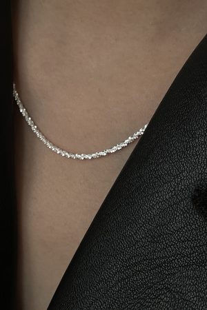 Minimalist High-End Shimmering S925 Silver Choker Necklace for Women - Versatile Simple Chain Design