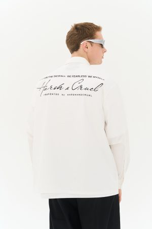 Minimalist High-End Typography Handwritten Long Sleeve Shirt - Loose Casual Street Style Fashion Trend