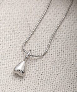 Minimalist Inverted Heart Silver Snake Bone Chain Necklace - High-End Layered Sweater Chain - Korean Style Fashion Accessory