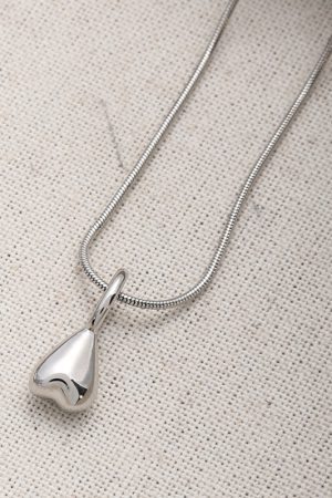 Minimalist Inverted Heart Silver Snake Bone Chain Necklace - High-End Layered Sweater Chain - Korean Style Fashion Accessory