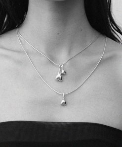 Minimalist Inverted Heart Silver Snake Bone Chain Necklace - High-End Layered Sweater Chain - Korean Style Fashion Accessory