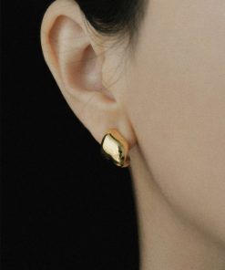 Minimalist Irregular Geometric Metal Stud Earrings - Nordic Style, Hypoallergenic, Versatile Design for European and American Fashion