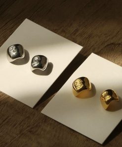 Minimalist Irregular Geometric Metal Stud Earrings - Nordic Style, Hypoallergenic, Versatile Design for European and American Fashion