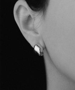 Minimalist Irregular Geometric Metal Stud Earrings - Nordic Style, Hypoallergenic, Versatile Design for European and American Fashion