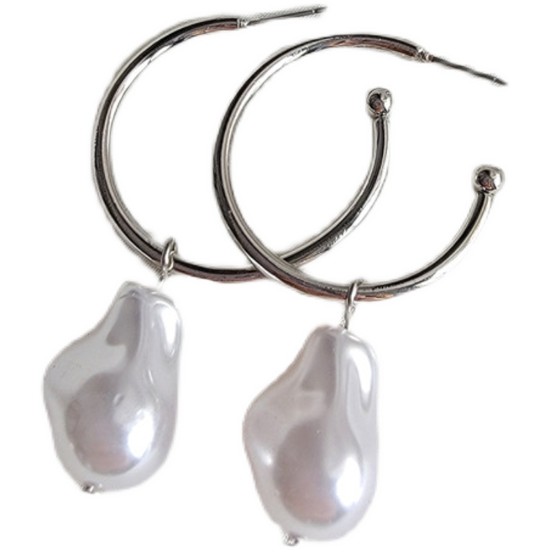 Minimalist Irregular Pearl Earrings for Women - Versatile Cool Style Jewelry for Everyday Wear Minimalist Irregular Pearl Earrings for Women - Versatile Cool Style Jewelry for Everyday Wear