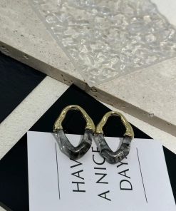 Minimalist Irregular Texture Acrylic Resin Geometric Earrings for Slimming Face Effect - Niche Design Meilade Style