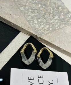 Minimalist Irregular Texture Acrylic Resin Geometric Earrings for Slimming Face Effect - Niche Design Meilade Style