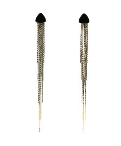 Minimalist Irregular Ultra-Long Tassel Triangle Drop Earrings in S925 Silver for Slimming Face Effect