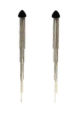 Minimalist Irregular Ultra-Long Tassel Triangle Drop Earrings in S925 Silver for Slimming Face Effect