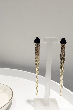 Minimalist Irregular Ultra-Long Tassel Triangle Drop Earrings in S925 Silver for Slimming Face Effect