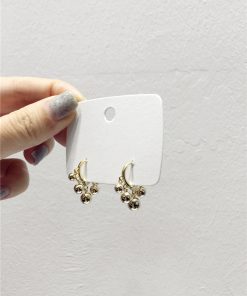 Minimalist Korean Style Metal Round Ball Hoop Earrings - Delicate Niche Design Fashion Accessories