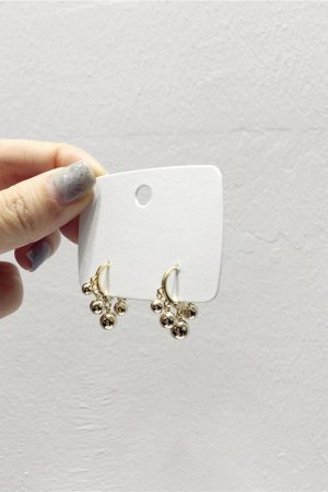 Minimalist Korean Style Metal Round Ball Hoop Earrings - Delicate Niche Design Fashion Accessories