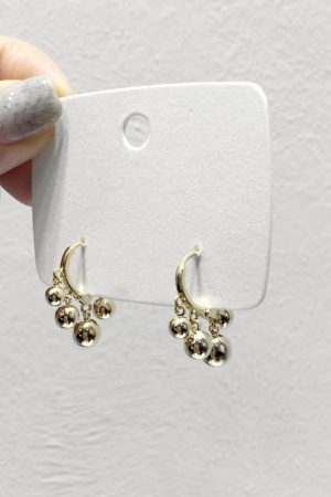Minimalist Korean Style Metal Round Ball Hoop Earrings - Delicate Niche Design Fashion Accessories