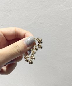 Minimalist Korean Style Metal Round Ball Hoop Earrings - Delicate Niche Design Fashion Accessories