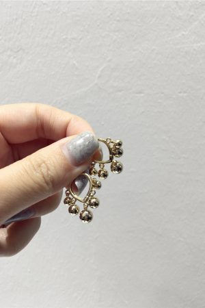 Minimalist Korean Style Metal Round Ball Hoop Earrings - Delicate Niche Design Fashion Accessories
