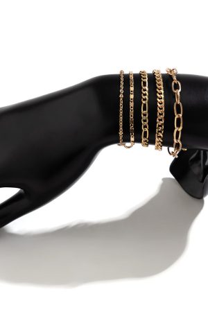 Minimalist Layered Gold Bracelet Set for Women - Thin Cuban Chain & Cross Design Jewelry, Stylish European and American Fashion