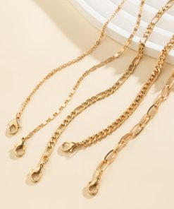 Minimalist Layered Gold Bracelet Set for Women - Thin Cuban Chain & Cross Design Jewelry, Stylish European and American Fashion