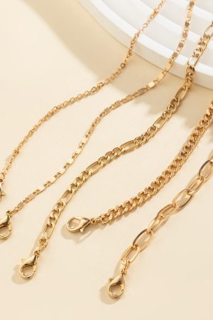 Minimalist Layered Gold Bracelet Set for Women - Thin Cuban Chain & Cross Design Jewelry, Stylish European and American Fashion