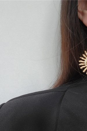 Minimalist Long Earrings for Women in Sunlight Gold Metal and Pearl - European and American Design, Elegant Statement Jewelry