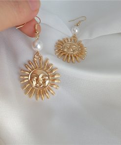 Minimalist Long Earrings for Women in Sunlight Gold Metal and Pearl - European and American Design, Elegant Statement Jewelry