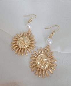 Minimalist Long Earrings for Women in Sunlight Gold Metal and Pearl - European and American Design, Elegant Statement Jewelry