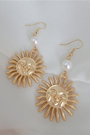 Minimalist Long Earrings for Women in Sunlight Gold Metal and Pearl - European and American Design, Elegant Statement Jewelry