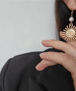 Minimalist Long Earrings for Women in Sunlight Gold Metal and Pearl - European and American Design, Elegant Statement Jewelry