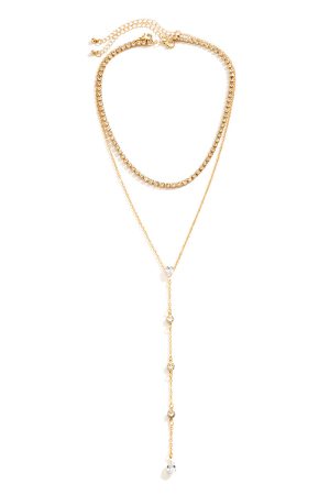 Minimalist Long Y-Shaped Diamond Necklace with Tassel Chain - European American Fashion Jewelry for Elegant Style