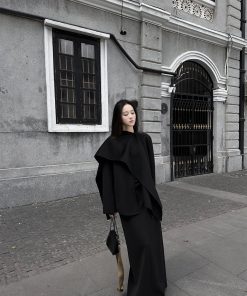 Minimalist Luxury Split Hem Midi Skirt for Women - High-End Brown Straight Skirt for Pear-Shaped Figures - Spring Summer Fashion