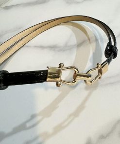 Minimalist Metal Buckle Hook Design Thin Waist Belt for Women - Versatile Small Leather Accessory