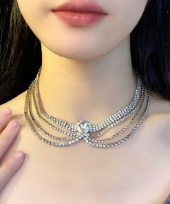 Minimalist Multi-Layer Necklace for Women - Ultra-Shiny Diamond-Inlaid Clavicle Chain, Japanese and Korean Style Luxury Accessory