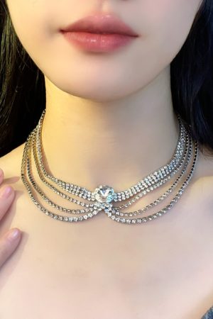 Minimalist Multi-Layer Necklace for Women - Ultra-Shiny Diamond-Inlaid Clavicle Chain, Japanese and Korean Style Luxury Accessory