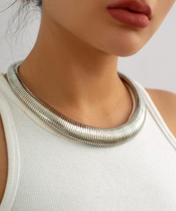 Minimalist Multi-Layer Snake Bone Choker Necklace - Exaggerated Stylish Design for European and American Fashion Trends