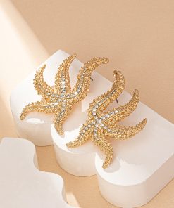 Minimalist Octopus Inlaid Stud Earrings for Women - Versatile Exaggerated Design, European and American Style