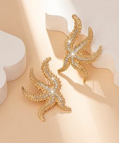 Minimalist Octopus Inlaid Stud Earrings for Women - Versatile Exaggerated Design, European and American Style